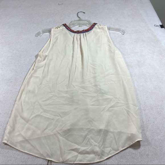 Moa Moa Top tank top woman’s Medium Boho Embroidered Shirt Tassels Blouse beige - Picture 9 of 10